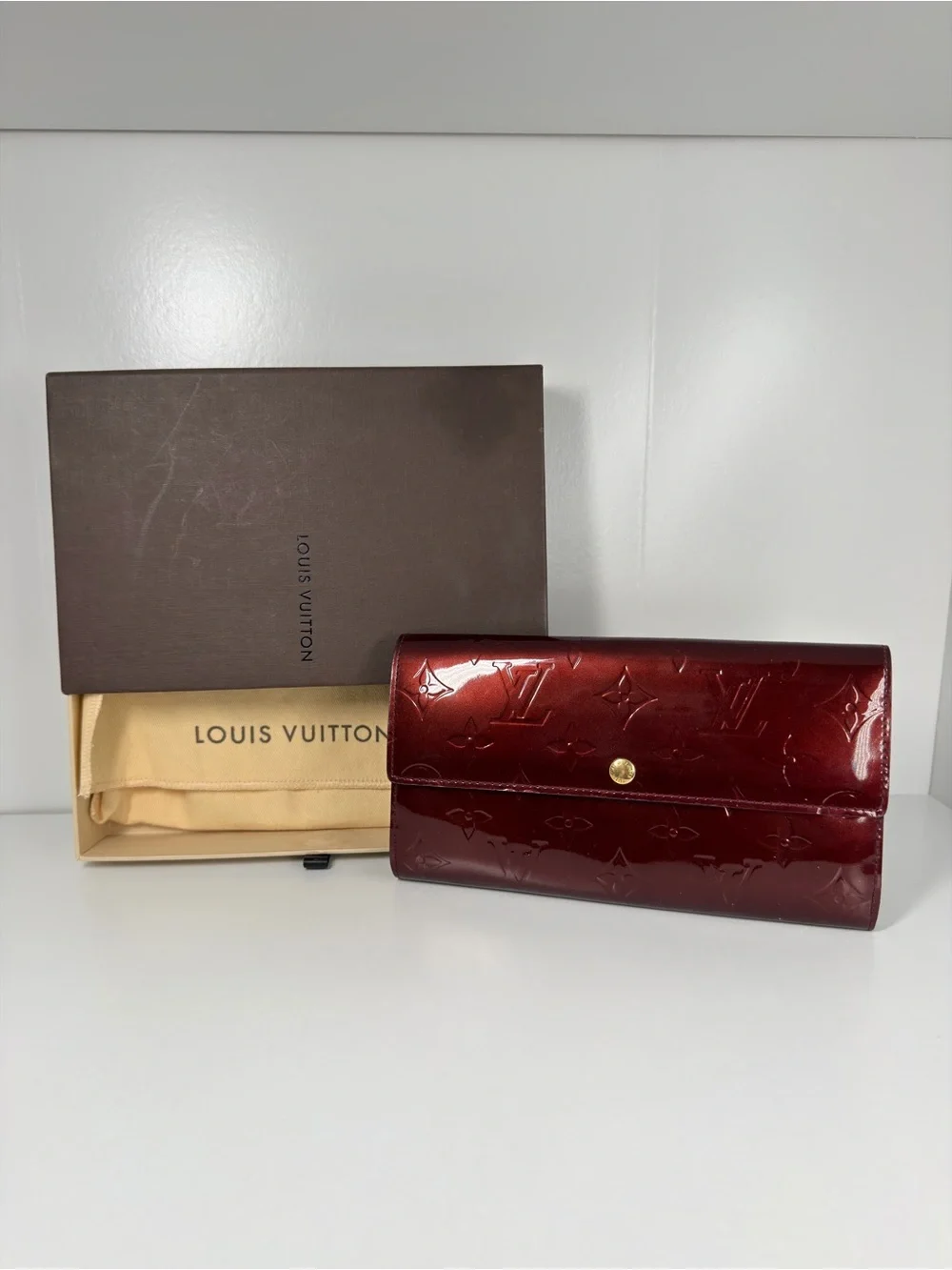 Louis Vuitton Vernis Sarah Wallet Amarante w/ Box & Dust Bag
